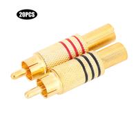 Connecteur audio coaxial RCA stéréo mâle sans soudure, à ressort résistant à la corrosion ; transmission du signal sans bruit ; plaqué or