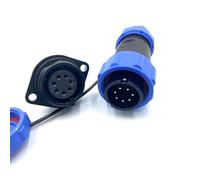 Connecteur Aviation Plug SP21 7 Broches sans Soudure 2 Trous Bride Aviation Plug IP68 étanche et Anti-poussière Aviation Plug pour Lampes extérieures 500 V 15 A (câble 14 AWG à sertir)