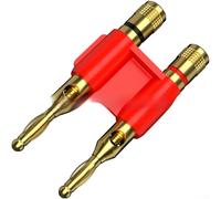 Connecteur banane plaqué or de 4 mm avec vis de fixation pour une connexion parallèle dans les compteurs de test Rouge/noir Double rangée Jack (rouge)