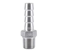 Connecteur Cannelé en Acier Inoxydable, BSP 1/8 "- 3/4" Acier Inoxydable Tuyau Cannelé, SS304 Raccord de Filetage Mâle Raccord de Queue de Tuyau Cannelé (1/4 * 10mm)