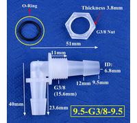 Connecteur Coudé et Joint Torique d'Irrigation pour Aquarium,5 à 200 Pièces,M6 G1/2 à 2.4-11.1mm PP Wildoda,Adaptateur Précieux,Joint de Tuyau d'Eau - Type 9.5-G3I8-9.5-5 Sets