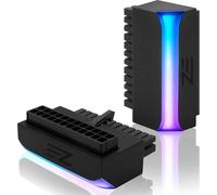 Connecteur d'alimentation ATX 24 Broches à 90 degrés,5V,3 Broches ARGB Arc-en-Ciel,Femelle à mâle,Adaptateur d'alimentation pour Carte mère d'ordinateur,Alimentation ATX-1 Pack