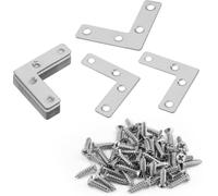 Connecteur d'angle plat en forme de L, support d'angle, entretoise d'angle à angle droit, plaque de retouche avec vis pour la connexion de meubles à cadre en bois (15 pièces - 90 vis)