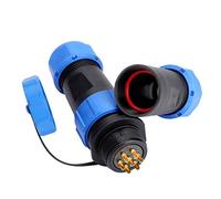 Connecteur d'Aviation 2/3/4/5/7/9/12 Broches, Connecteur en Ligne Câble de Prise d'Aviation IP68 avec Capuchons Etanches(7pin)