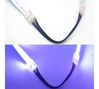 Connecteur de bande LED RGB/RGBW COB, 10Pcs 10mm/12mm connecteur d'angle LED, en forme de L, 4-Pin/5-Pin Connecteur pour bande LED COB 10mm RGB/12mm RGBW (4P-10mm-RGB, Double connecteur+câble)