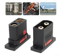Connecteur de batterie QS10PS anti-explosion pour drones et jouets télécommandés avec courant nominal de 210 A et contacts en laiton plaqué or, protection contre les étincelles et longue durée de vie