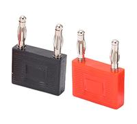 Connecteur de Bouchon de Banane Double rangée 4 mm Femelle à Adaptateur mâle Câble Bricolage pour électricité Numerical Test ABS Cuivre Rouge 35 mm 2 Pack