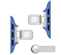Connecteur de breloques en acier inoxydable pour Apple Watch, style italien, compatible avec les bracelets à breloques Apple Watch 38-49 mm (Bleu, 44/45/46/49mm)