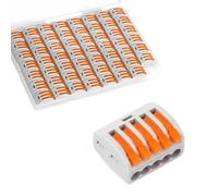 Connecteur de câble 5 entrées, boite de 50 pièces, Borne pour boîte de dérivation borne à 5 conducteurs avec leviers de manipulation