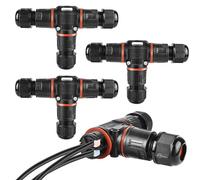 Connecteur de câble à 3 broches, IP68, boîte de jonction pour câble de terre de 3 à 12 mm de diamètre, boîte de jonction extérieure étanche, noir