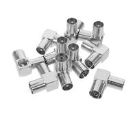 Connecteur de Câble Coaxial Coudé Droit, Lot de 10 Set de Set, Argenté