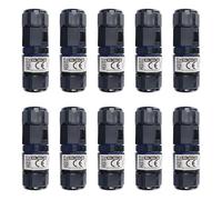 Connecteur de Câble Étanche IP68 2 Pôles 0,5-2,5 mm² 16A 250V - Raccord de Câble Extérieur Ø6,5-11 mm, 10 pièces - Manchon Électrique Étanche pour Éclairage LED Extérieur, Jardin - Horoz Electric