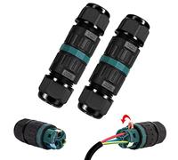Connecteur de câble étanche IP68 - Connecteur de câble étanche à 3 broches - Manchon de connexion pour câble de 5 à 12 mm de diamètre - Boîte de jonction 2 voies étanche IP68 pour jardin, extérieur