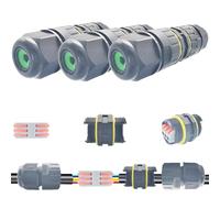 Connecteur de câble IP68, Dujelixa M25 boîte de jonction étanche extérieure, connecteur câble d'extension 2/3 voies, plage fils 6-11 mm, coupleur de manchon externe pour cordon d'alimentation(3pièces)