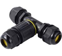 Connecteur de câble TRU COMPONENTS en T IP68 étanche, 3 entrées, contact vis 3 broches, 0,5-4,0 mm² TC-14745256 noir TRU