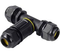 Connecteur de câble TRU COMPONENTS en T IP68 étanche, 3 entrées, contact vis 5 broches, 0,5-4,0 mm² TC-14745260 noir TRU