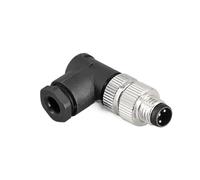 Connecteur de capteur de signal étanche M8 3 broches 4 broches type A mâle femelle à vis droite à sertir, adaptateur de câble de prise à souder IP67 1 pièce(Curved male plug,4pin)