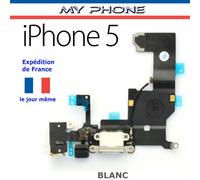 Connecteur De Charge Apple Iphone 5 Blanc + Microphone + Antenne + Jack - Dock Port Micro Usb Nappe Flex