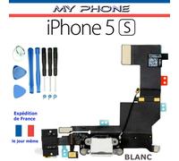 Connecteur De Charge Apple Iphone 5s Blanc + Microphone + Antenne + Jack - Dock Port Micro Usb Nappe Flex + Kit 8 Outils