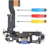 Connecteur De Charge Compatible Avec Iphone 12/12 Pro 2020-Dock Connector-Câble Nappe De Rechange-Avec Jack Audio/Microphone/Antenne Remplacement-Incl. Tournevis-Bleu