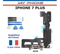 **Connecteur de CHARGE pour APPLE IPHONE 7 PLUS NOIR + Microphone + Antenne Dock Port micro USB Nappe Flex + Kit 8 Outils