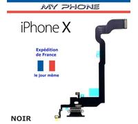 Connecteur De Charge Pour Apple Iphone X / 10 Noir + Microphone - Dock Port Micro Usb Nappe Flex
