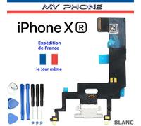 Connecteur De Charge Pour Apple Iphone Xr Blanc + Microphone - Dock Port Micro Usb Nappe Flex + Kit 8 Outils