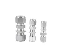Connecteur de cloison à Union de Compression à Double virole en acier inoxydable 304, raccord de tuyau droit hydraulique for tube de 3mm 4mm 6mm(12.7mm (1-2 inch))