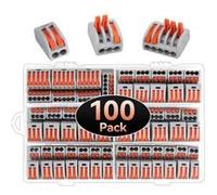 Connecteur de Fil Compact, Preciva 100pcs Connecteurs Electrique, Terminaux d'écrou de Levier, Bornes de Connexion Automatique avec 50pcs 3-Trous, 40pcs 2-Trous,10pcs 5-Trous