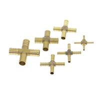 Connecteur de mamelon raccord de tuyau barbe, 2 pièces en laiton en forme de croix 4 voies 4mm-12mm joint de tuyau en cuivre barbelé coupleur adaptateur couplage pneumatique(10mm)