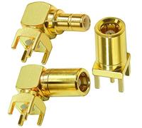 Connecteur de Montage sur Carte PCB SMB TUOLNK Prise mâle SMB Adaptateur coaxial RF SMB Jack Femelle à souder à Angle Droit Convertisseur monté sur Panneau de Carte PCB 4 Broches 3 Pack