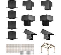 Connecteur de poteau VEVOR, coin de poteau pour poste avec dimensions intérieures de 92x92 mm, support de pavillon 3 voies/4 voies avec socles de poteau & fixations de faîtage pour pergolas & pavillon