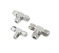 Connecteur de raccord de Tube en T à Double virole à 3 voies, en acier inoxydable 304, 1/8 "1/4" 3/8 "1/2" 3mm 4mm 6mm 8mm 10mm 12mm 14mm 16mm 18mm(14mm Tube OD)