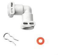 Connecteur de rechange en forme de L pour machine à café - Raccord coudé à 90 degrés pour modèles Dr. Coffee et Kalerm - Plastique pour joints en silicone - Anneaux de retenue et colliers de serrage