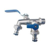 Connecteur de répartiteur d'eau à double tête 1/2'' 3/4'', adaptateur de couplage, interrupteur de vanne, tuyau d'arrosage, robinet d'arrosage(ML-B01E 2pcs)