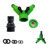 Connecteur de robinet double - Répartiteur de tuyau d'arrosage à 2 voies - Valve en Y pour robinet d'eau extérieur - Répartiteur de tuyau de machine à laver - Adaptateur de robinet avec valves marche