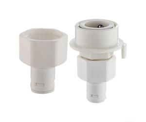 Connecteur de robinet en ABS conçu pour le raccordement de machine à laver à des robinets standard en mettant l'accent sur la robustesse physique et la rétention du joint