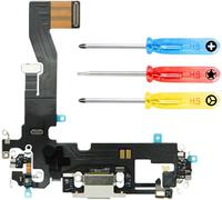 Connecteur De Station D'accueil Compatible Avec Iphone 12/12 Pro 2020 ¿ Port De Charge ¿ Câble Flexible ¿ Port De Casque/Microphone/Antenne De Rechange ¿ Avec Tournevis ¿ Noir