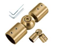 Connecteur de tringle à rideaux d'angle de fenêtre de 2,5 cm - Doré - Réglable - Rallonge de tringle à rideaux coudée à charnière pour baie vitrée ou tringle à rideaux d'angle