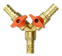 Connecteur de tuyau à 3 voies en forme de Y avec clips de tuyau en acier inoxydable, raccord de robinet à boisseau sphérique 3 voies, tuyau cannelé d'eau, huile et gaz pour arrosage de jardin