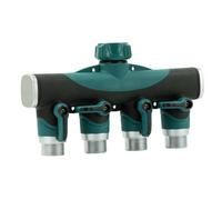 Connecteur de tuyau d'arrosage 4 voies avec vanne d'arrêt d'eau
