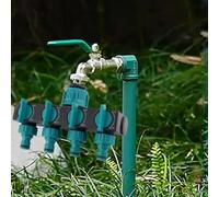 Connecteur de tuyau d'arrosage 4 voies avec vannes de contrôle de débit indépendantes pour gérer plusieurs outils d'irrigation, y compris les buses de pulvérisation et les minuteries (vert)