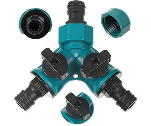 Connecteur de tuyau d'arrosage à 2 voies - Répartiteur de robinet en Y - Avec vannes marche/arrêt individuelles - Connecteurs de tuyau d'eau de jardinage à 2 voies pour l'irrigation, la cuisine