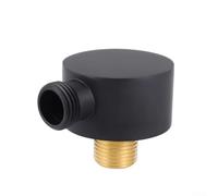 Connecteur de tuyau de douche G1/2 rond mural coudé compact anti-fuite en acier inoxydable cuivre argent noir bricolage plomberie professionnelle (noir)