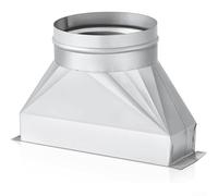 Connecteur de ventilation rectangulaire à rond en acier galvanisé pour évacuation de sèche-linge et hotte aspirante, raccord de flux d'air lisse, argenté (15,2 cm)