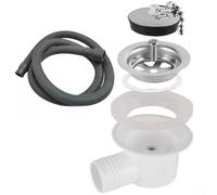 Connecteur de vidange d'évier de camping-car avec tuyau de 2 m, adaptateur de déchets en acier inoxydable ABS à angle droit, kit de plomberie anti-fuite pour évier compact de caravane et yacht,