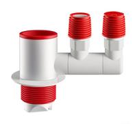 Connecteur de vidange rotatif à 360° double joint pour machine à laver, évier, sèche-linge, répartiteur d'eau à 4 voies en ABS, avec anneaux en silicone anti-refoulement, rouge et blanc