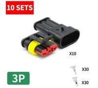 Connecteur De Voiture De Prise De Médailles,10 Ensembles,1p/2p/3p/4p/5p/6 Broches Dj7021-1.5-21 Mâle 600 Prise D'amarrage Hid Connecteur Étanche - Type 3p Whole Set