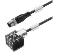 Connecteur d'électrovanne avec câble moulé, connecteur mâle droit,forme A, M12 A, longueur de câble : 1,5 m, PUR