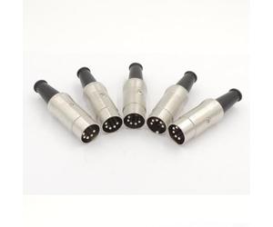 Connecteur DIN mâle 5 broches pour câbles MIDI, 5 pièces, interconnexion audio, contacts plaqués argent, boîtier en métal avec serre-câble en PVC, utilisation professionnelle en studio